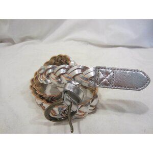 BELTISCOOL silver metallic braid 1" belt S/M 34"